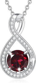 FANCIME Birthstone Necklaces for Women Fine Jewelry Sterling Silver Infinity Pendant Anniversary Birthday Gifts for Her Women Wife Mom Lady Daughter, Chain 16"+2" Extend