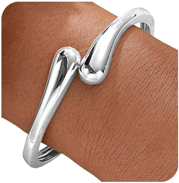 Gold Bangle Bracelets for Women Teens Trendy Chunky Adjustable Twist Cuff Bracelet Jewelry Gifts