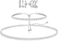 Tennis Necklace Bracelet for Women, Sterling Sliver, Dainty Chocker Necklace, Crystal Bracelet for Women, Wedding Jewelry for Bride, Sparkly Party Prom Hypoallergenic