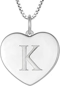 YL Initial Necklace 925 Sterling Silver Square/Round/Heart Letter Pendant A-Z Alphabet Polished Jewelry for Women