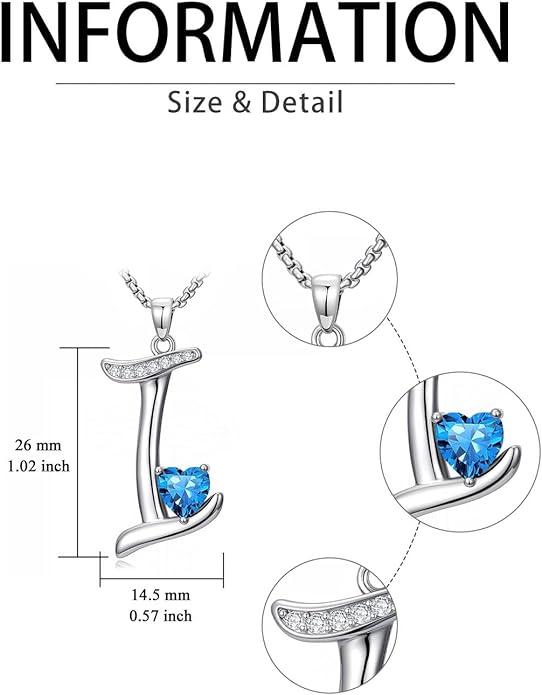 Valentines Day Gifts for Women Alphabet A to Z Initial Birthstone Pendant Necklaces for Women - 18k White Gold Plated Personalized Name Jewelry Valentine Mothers Day Birthday Gifts for Women Her Girlfriend