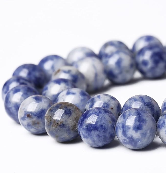32PCS 12mm Natural Sodalite Beads Round Loose Stone Beads for Jewelry Making DIY Energy Stone Healing Power Bracelet 15"