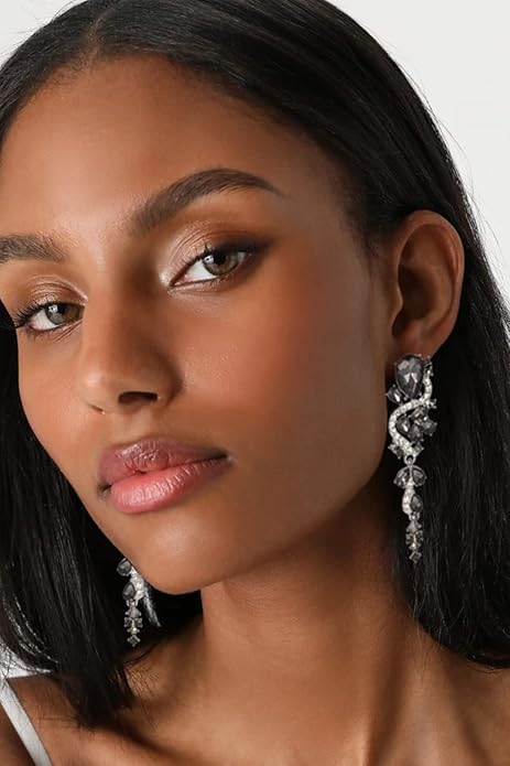 Rhinestone Statement Dangle Earrings Sparkly Crystal Bridal Wedding Earrings for Brides Bridesmaides Chandelier Teardrop Earrings for Women Prom Party