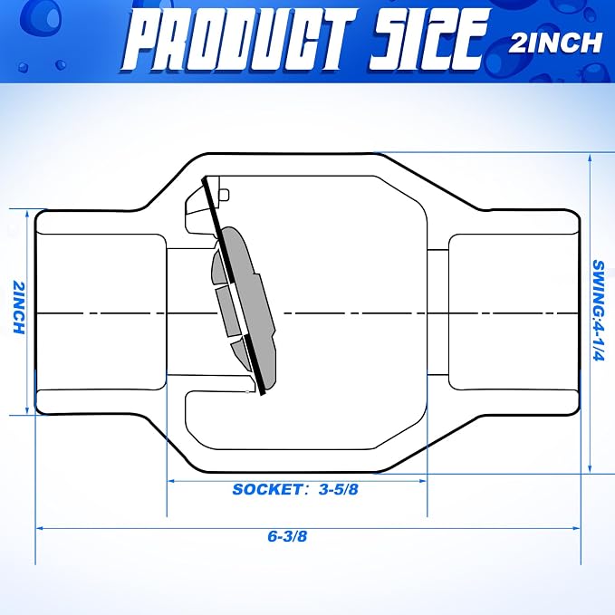 Geetery 2 Pcs 2'' PVC Check Valve Slip Swing No Spring Back Flow Preventer - Image 2