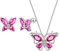 Aurora Tears Butterfly Jewelry,Women 925 Sterling Silver Butterflies Birthstone Pendant Necklace/Earrings/Rings Wedding Gift