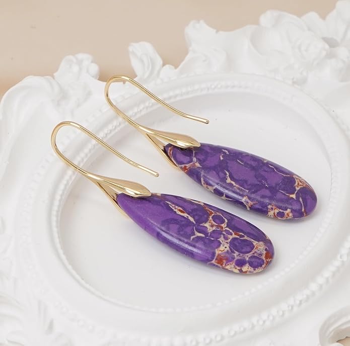 Natural Stone Earrings Waterdrop Stone Dangle Earrings for Women