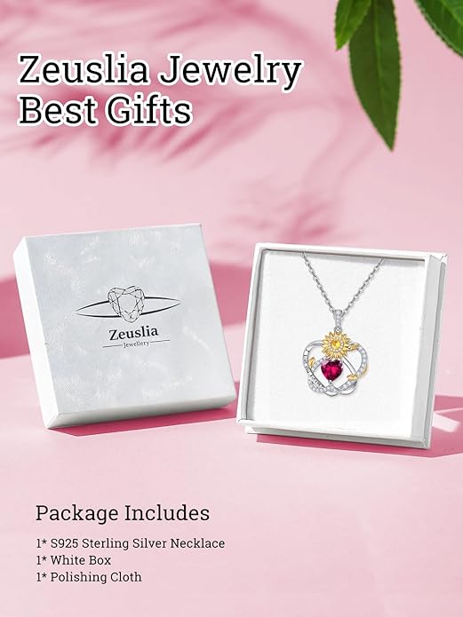 Valentine's Day Gifts for Wife 925 Sterling Silver Double Birthstone Pendant Necklaces I Love You for Always and Forever Necklace Anniversary Birthday Gifts for Wife Girlfriend Mom Her