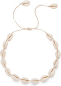 Nackiy Handmade Sea Shell Necklace for Women Summer Adjustable Natural Shell Collar Necklace
