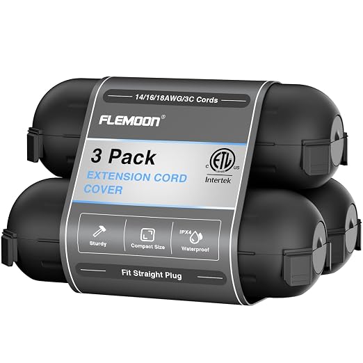 3 Pack Outdoor Extension Cord Cover Waterproof, Cord Box by FLEMOON