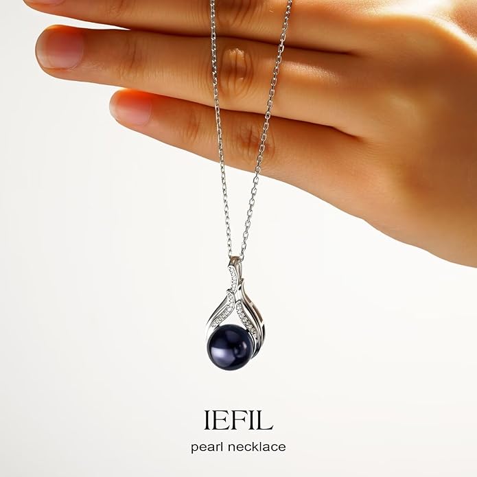Iefil Valentines Day Gifts for Her - 925 Sterling Silver 10-11mm Freshwater Pearl Necklace, Anniversary Birthday Gifts for Women Wife Girlfriend