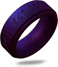 Knot Theory Viking Silicone Ring - My Love Forever in Rune Characters Breathable Comfort Fit - Valentine's Engagement Mens Wedding Band