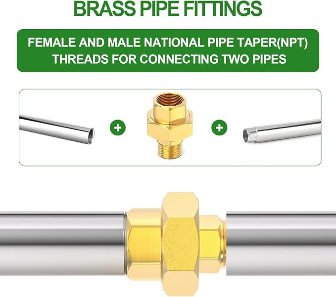 1PCS Brass Union，1/4" NPT Male x 1/4" NPT Female Brass Pipe Fitting - Image 5