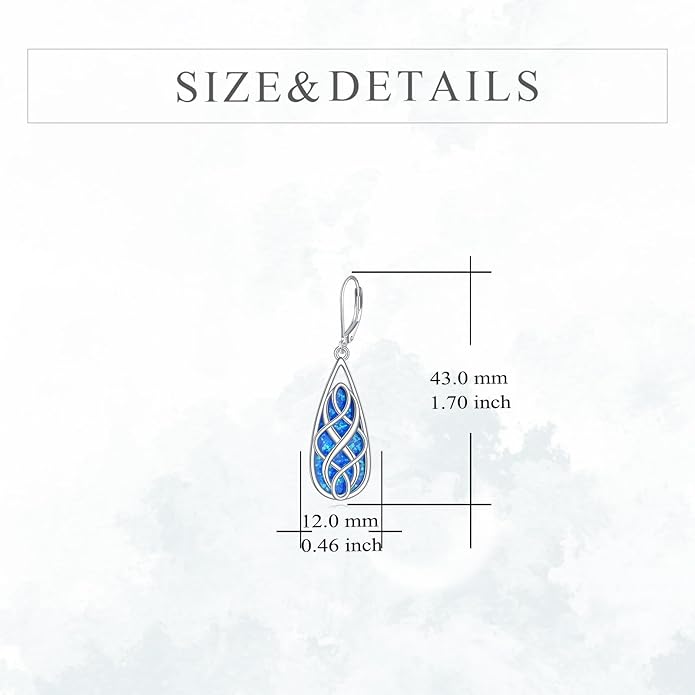 VONALA White Opal Celtic Knot Dangle Drop Earrings for Women 925 Sterling Silver Boho Chic Jewelry Gift for Women