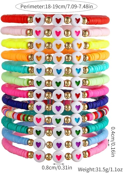 Friendship Bracelets Boho Stackable Bracelets for Women Beach Jewelry Surfer Heishi Clay Bead Bracelets