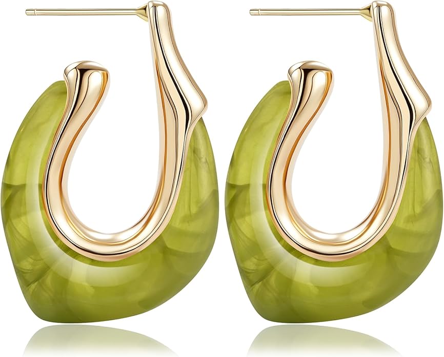 Acrylic Hoop Earrings Chunky Huggie Statement Vintage Earrings Cute Resin Drop Earring Trendy Jewelry Gifts for Women