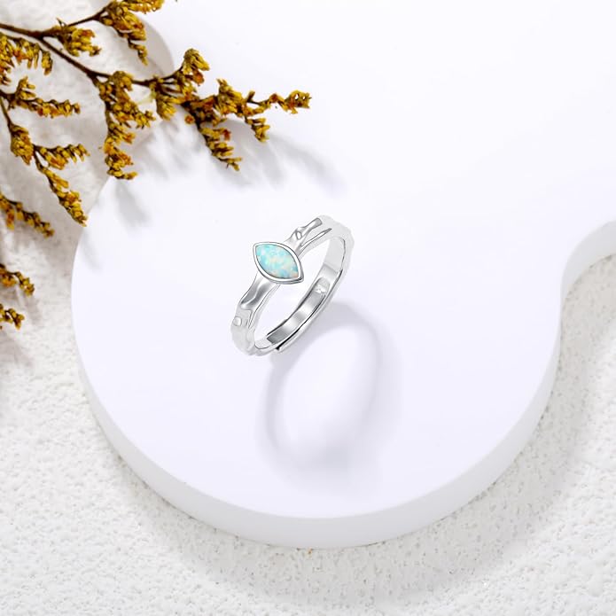 Sterling Silver Blue Butterfly Opal Rings for Women,Butterfly Open Ring Butterfly Ring Butterfly Adjustable Ring Opal Ring Jewelry Gift for Hers Ring Adjustable Size 6-9-1