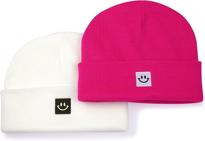 MaxNova 2 Pack Baby Beanie Fleece Lined Knit Toddler Hat for Girls Boys 0-8 Years