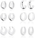 Wgoud Chunky Hoop Earrings Set 14K Gold Plated Hoop Earrings for Women Hypoallergenic, Thick Twisted Huggie Hoops Earring Set