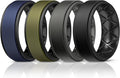 Egnaro Silicone Rings for Men 1/4/5/6/7 Multipack of Breathable Mens Silicone Rubber Wedding Rings Bands - Step Edge
