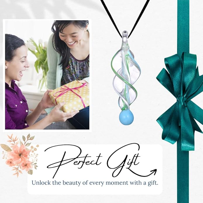 BESHEEK Murano Inspired Twist and Twirl Glass Pendant Necklace for Women Handcrafted Artisan Hypoallergenic Italian Style Jewelry