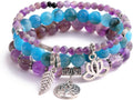 UEUC Tree of Life Yoga Healing Stone Bracelets,Multilayer Lotus Chakra Stone Reiki Bracelet Sets,Anxiety Crystal Natural Stone,for Women Stress Relief