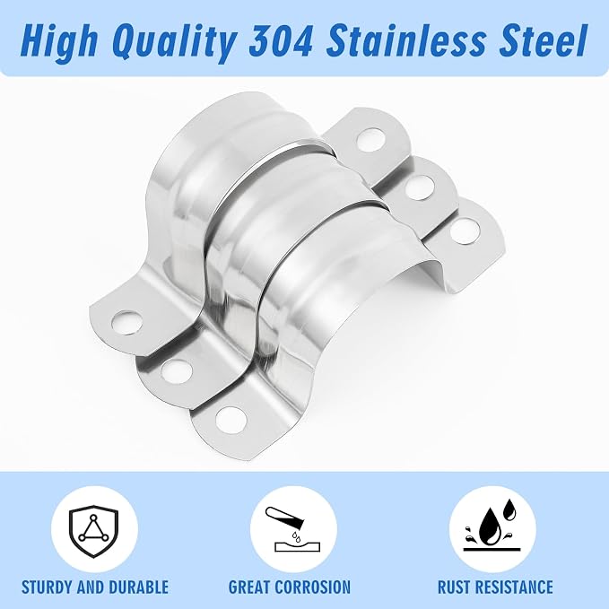 Yaocom 100 Pcs 1 Inch Opening Pipe Strap 304 Stainless Steel Conduit Clamp - Image 3