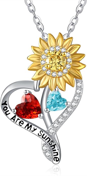 Valentine's Day Gifts for Wife 925 Sterling Silver Double Birthstone Pendant Necklaces I Love You for Always and Forever Necklace Anniversary Birthday Gifts for Wife Girlfriend Mom Her
