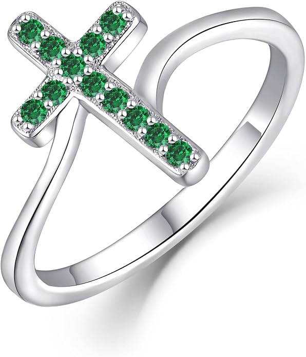 STARCHENIE 925 Sterling Silver Cross Ring for Women Size 5-10