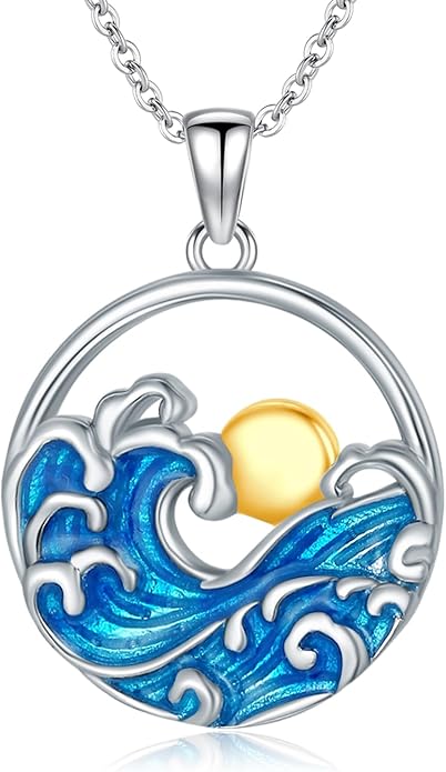 Natural Necklace for Women 925 Sterling Silver Mountain/Wave Pendant Necklace Nature Jewelry Gift for Women