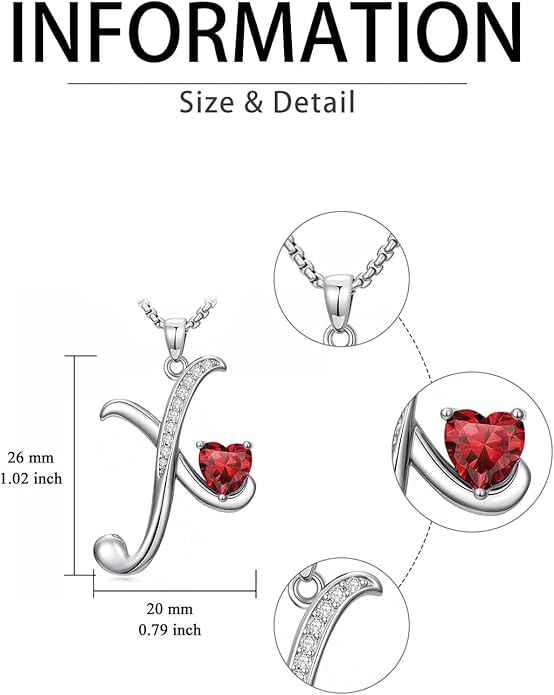 Valentines Day Gifts for Women Alphabet A to Z Initial Birthstone Pendant Necklaces for Women - 18k White Gold Plated Personalized Name Jewelry Valentine Mothers Day Birthday Gifts for Women Her Girlfriend
