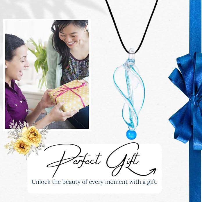 BESHEEK Murano Inspired Twist and Twirl Glass Pendant Necklace for Women Handcrafted Artisan Hypoallergenic Italian Style Jewelry