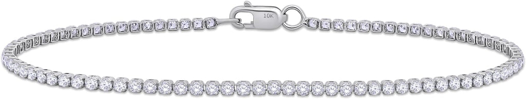 Tennis Bracelet for Women 1.10 to 1.30 Carat (ctw) Round Lab Grown Diamond Single Row Stacking Dainty Bracelets for Brides In 10K Solid Gold Or 925 Sterling Silver Jewelry Size-6.5 to 7.5 Inch