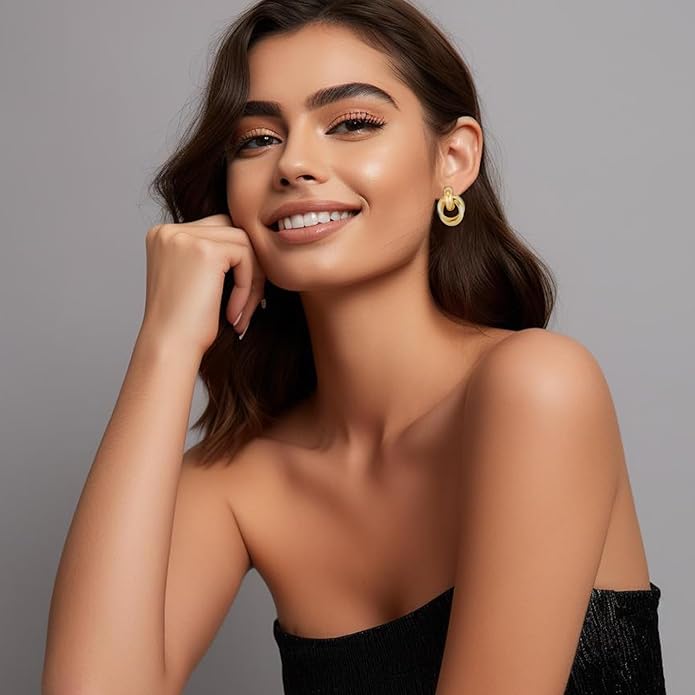 14K Gold Plated Knot Earrings for Women Gold Silver Earrings Heart Link Drop Dangle Earring Chunky Golden Knotted Statement Jewelry