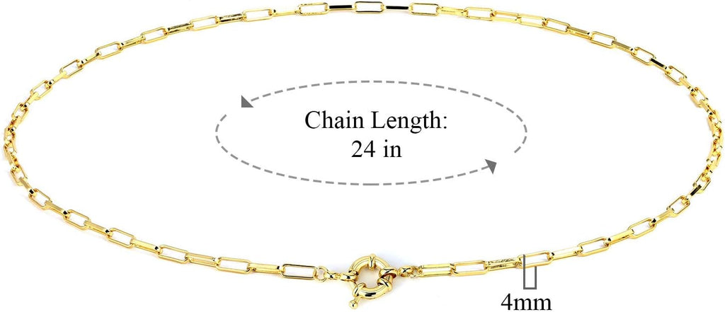 BOUTIQUELOVIN 14K Gold Plated Lock Necklace for Women Paperclip Link Chain Padlock Necklace Non-Tarnish
