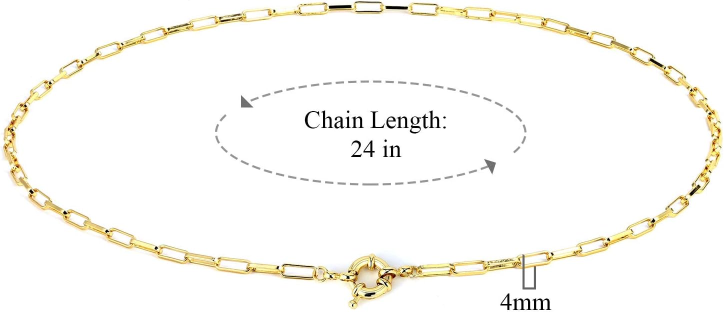 BOUTIQUELOVIN 14K Gold Plated Lock Necklace for Women Paperclip Link Chain Padlock Necklace Non-Tarnish