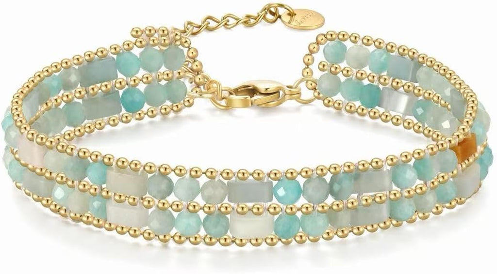 Crystal Bracelet for Women Healing Boho Stackable Bracelets Stack Dainty Energy Chakra Gemstone Natural Stone Beaded Layered Summer Vacation Beach Handmade Jewelry for Women