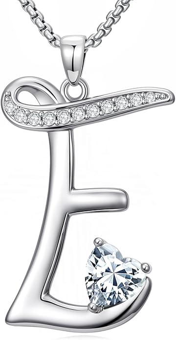 Valentines Day Gifts for Women Alphabet A to Z Initial Birthstone Pendant Necklaces for Women - 18k White Gold Plated Personalized Name Jewelry Valentine Mothers Day Birthday Gifts for Women Her Girlfriend