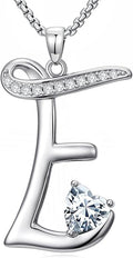 Valentines Day Gifts for Women Alphabet A to Z Initial Birthstone Pendant Necklaces for Women - 18k White Gold Plated Personalized Name Jewelry Valentine Mothers Day Birthday Gifts for Women Her Girlfriend