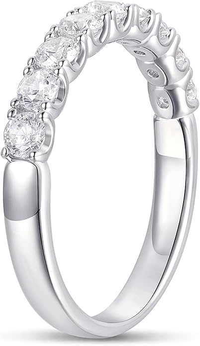 14K Gold Moissanite Rings 2.5mm Half Eternity Bands Womens Band Ring 14K Gold Moissanite Wedding Band for Women