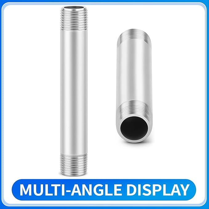 ChillWaves 304 Stainless Steel Pipe Fitting, Nipple Cast Pipe 3/8" NPT Male x - Image 3