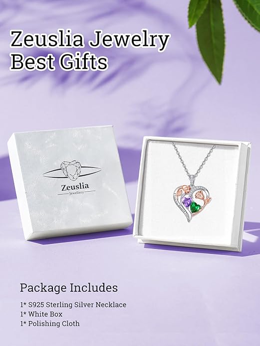 Valentine's Day Gifts for Wife 925 Sterling Silver Double Birthstone Pendant Necklaces I Love You for Always and Forever Necklace Anniversary Birthday Gifts for Wife Girlfriend Mom Her