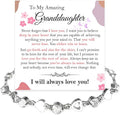 To My Granddaughter Bracelet from Grandma and Grandpa, Heart Chain Bracelet with Shiny Stones, Perfect Birthday or Graduation Christmas Gift for Granddaughter with Message Card and Gift Box