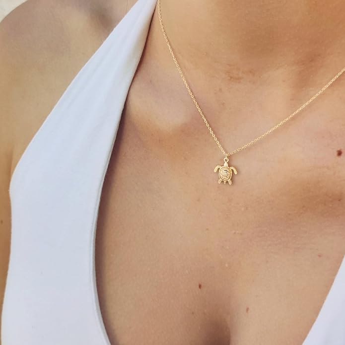 14K Gold Plated Dainty Pendant Butterfly Bead Boot Bee Baseball Flower Compass Airplane Heart Hummingbird Tree Necklace Simple Jewelry Gift for Women