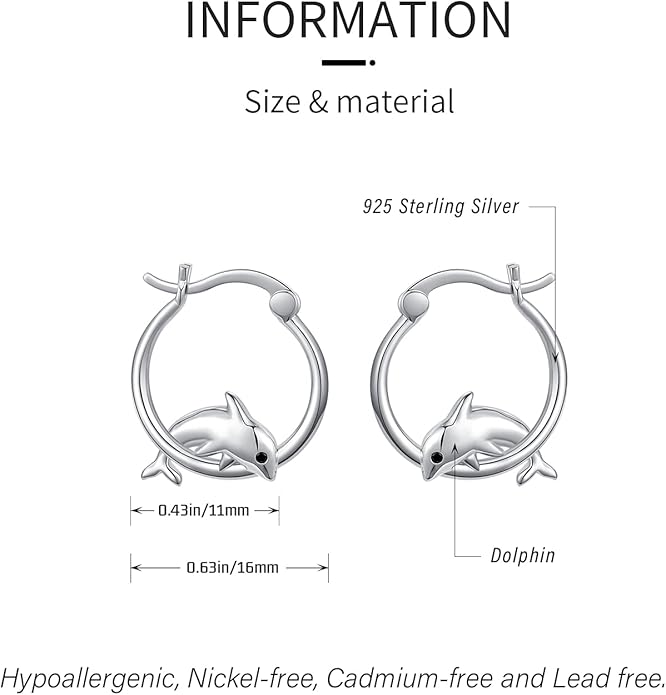 JUSTKIDSTOY Hypoallergenic Panda/Unicorn/Hummingbird/Dolphin Hoop Earrings for Women 925 Sterling Silver Animal Huggie Hoop Earrings Jewelry Gifts for Sensitive Ears