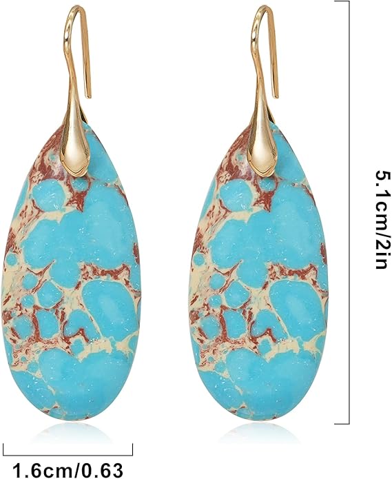 Natural Stone Earrings Waterdrop Stone Dangle Earrings for Women