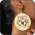 WCRAZYE Tiger Head Earrings for Women, Lightweight Gold, Football Team Spirit Mascot, Animal Inspired Game Day Jewelry
