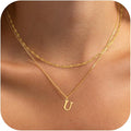 14K Gold Plated Initial Necklaces for Women Dainty Layered Letter Pendant Necklace Cute Choker Necklace Gift Trendy Stuff Personalized Jewelry Stack for Women Her