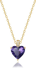 Genuine Birthstone Necklace for Women, Heart Love Necklace, Birthday Gifts for Her