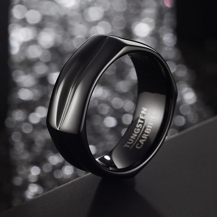 | Split-Face Band - 8mm Wide Precisionist Tungsten Ring for Men & Women | Wedding & Commitment