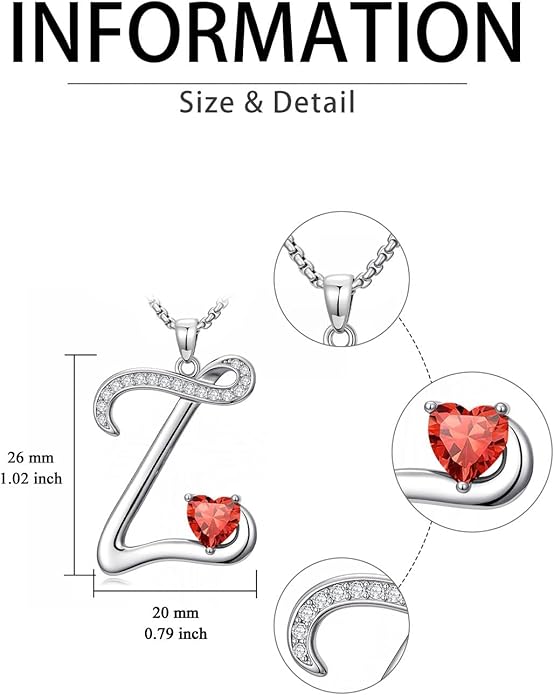 Valentines Day Gifts for Women Alphabet A to Z Initial Birthstone Pendant Necklaces for Women - 18k White Gold Plated Personalized Name Jewelry Valentine Mothers Day Birthday Gifts for Women Her Girlfriend